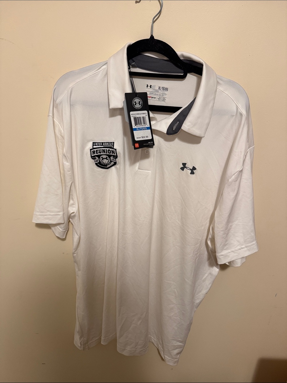 Under Armour Men’s White Polo with Reunion Patch